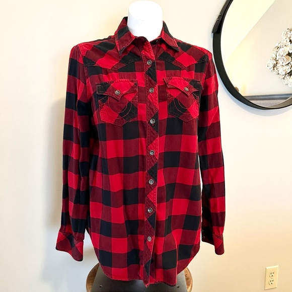 True Religion Lumberjack Plaid Fleece Shirt - Picture 2 of 9